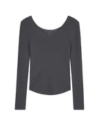 flat lay image of purple v neck sweater