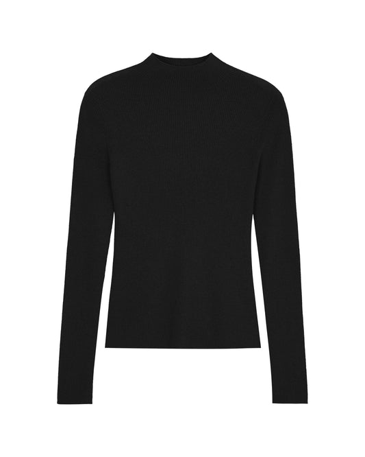 flat lay image of black mock neck sweater
