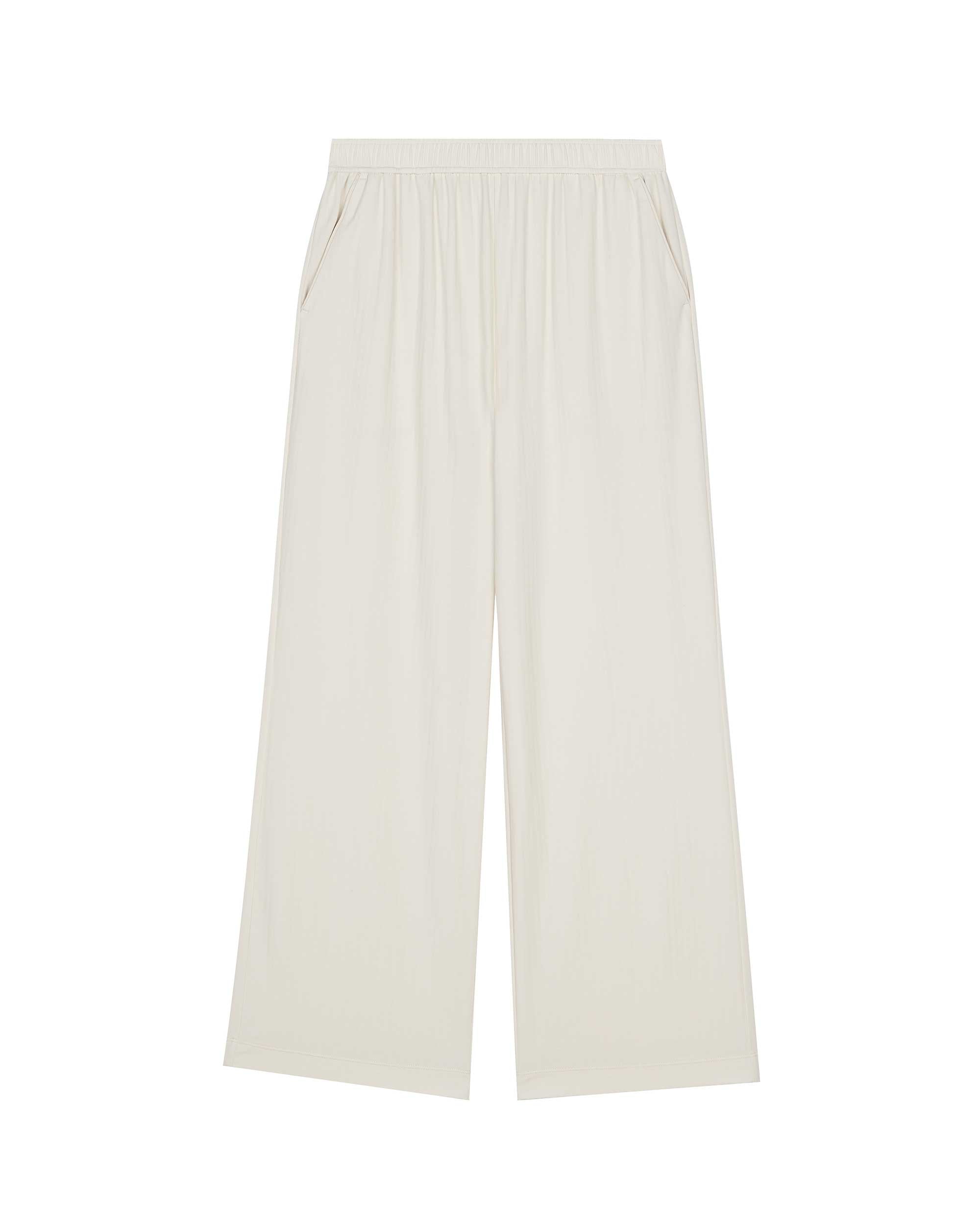 flat lay of cream lounge pants