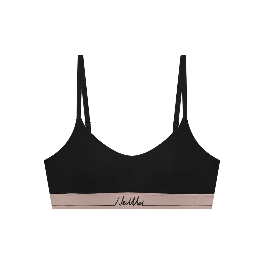 black bra with pink rim