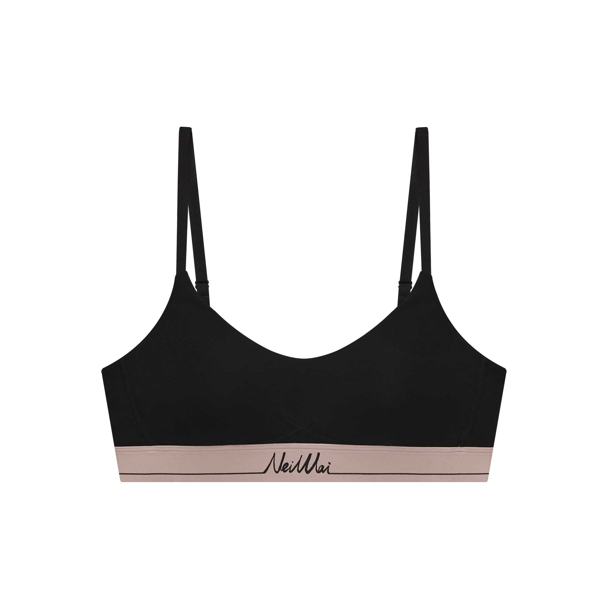 black bra with pink rim
