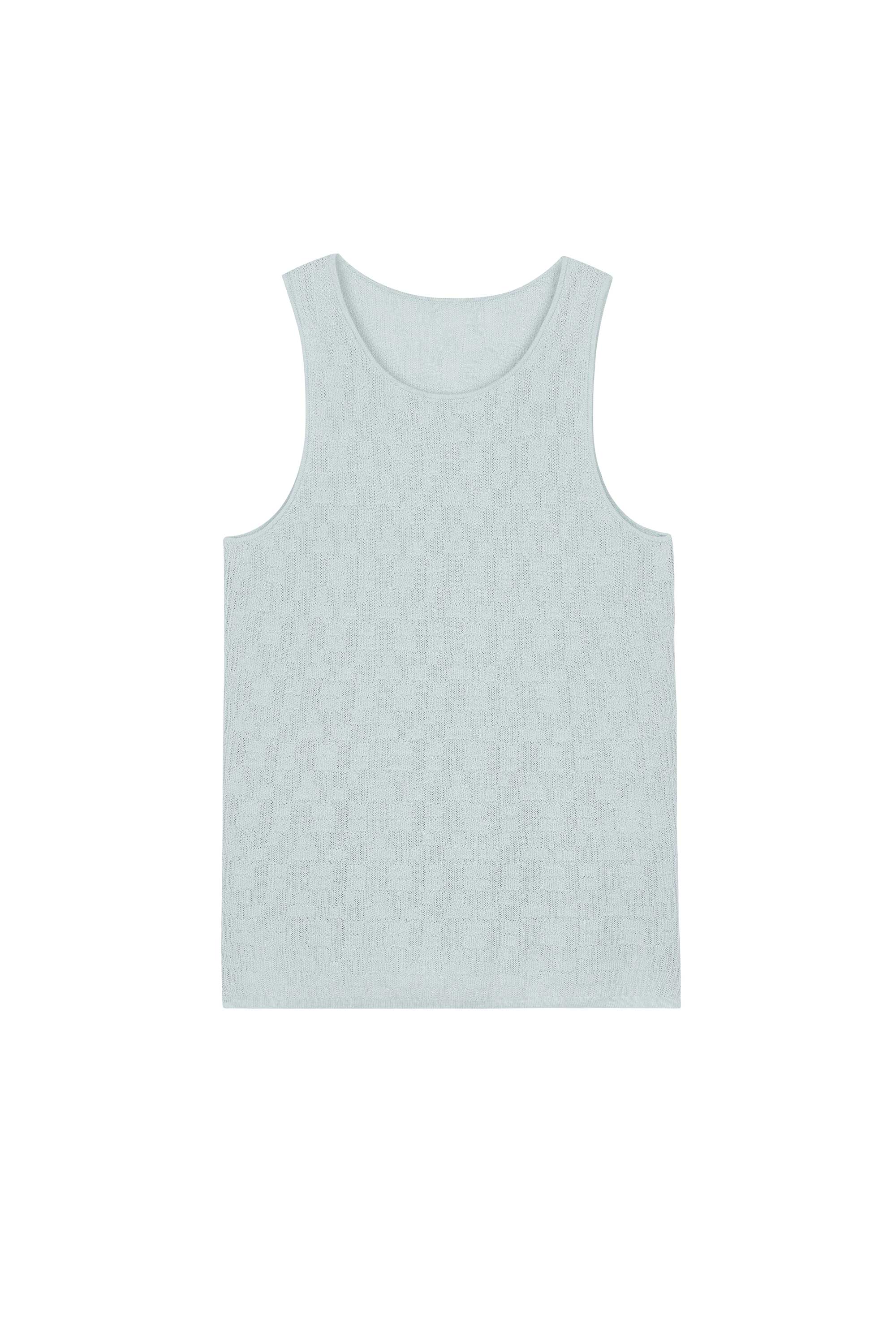 flat lay of light blue tank