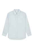 flat lay of light blue shirt