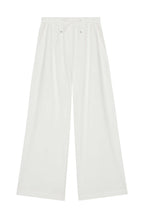 flat lay of white wide leg pants.