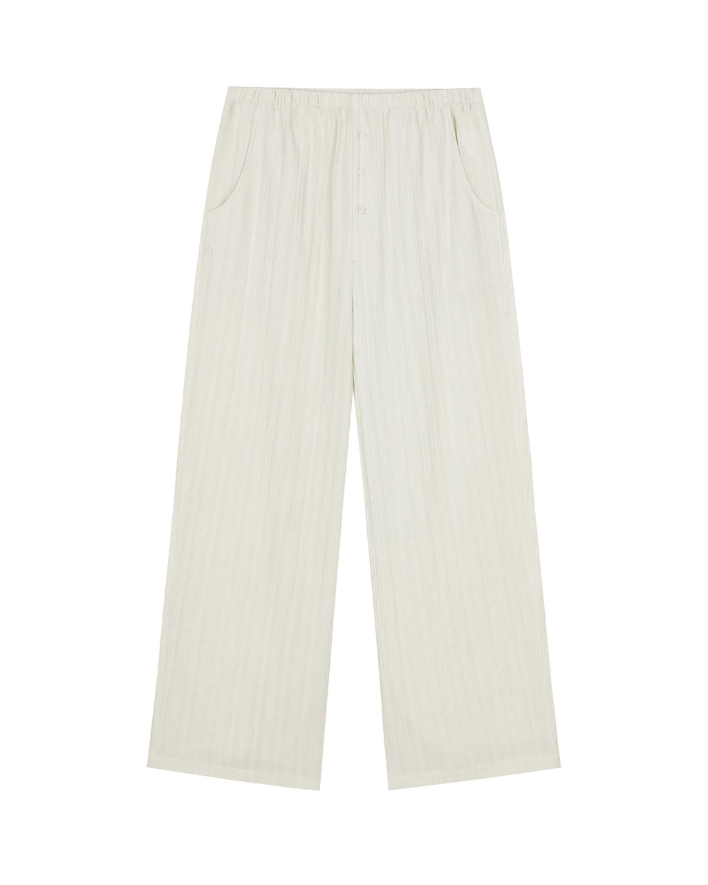 flat lay of the light beige cropped pants. 