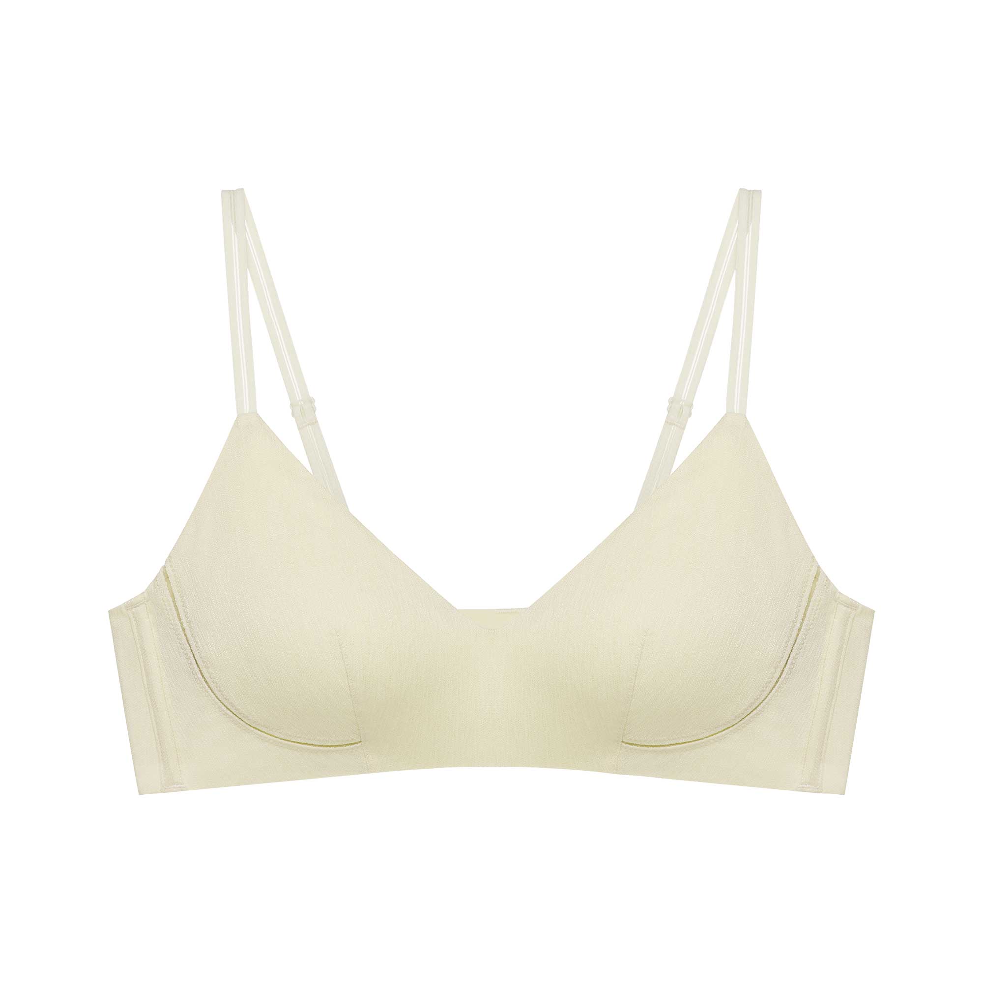 flat lay of light beige bra