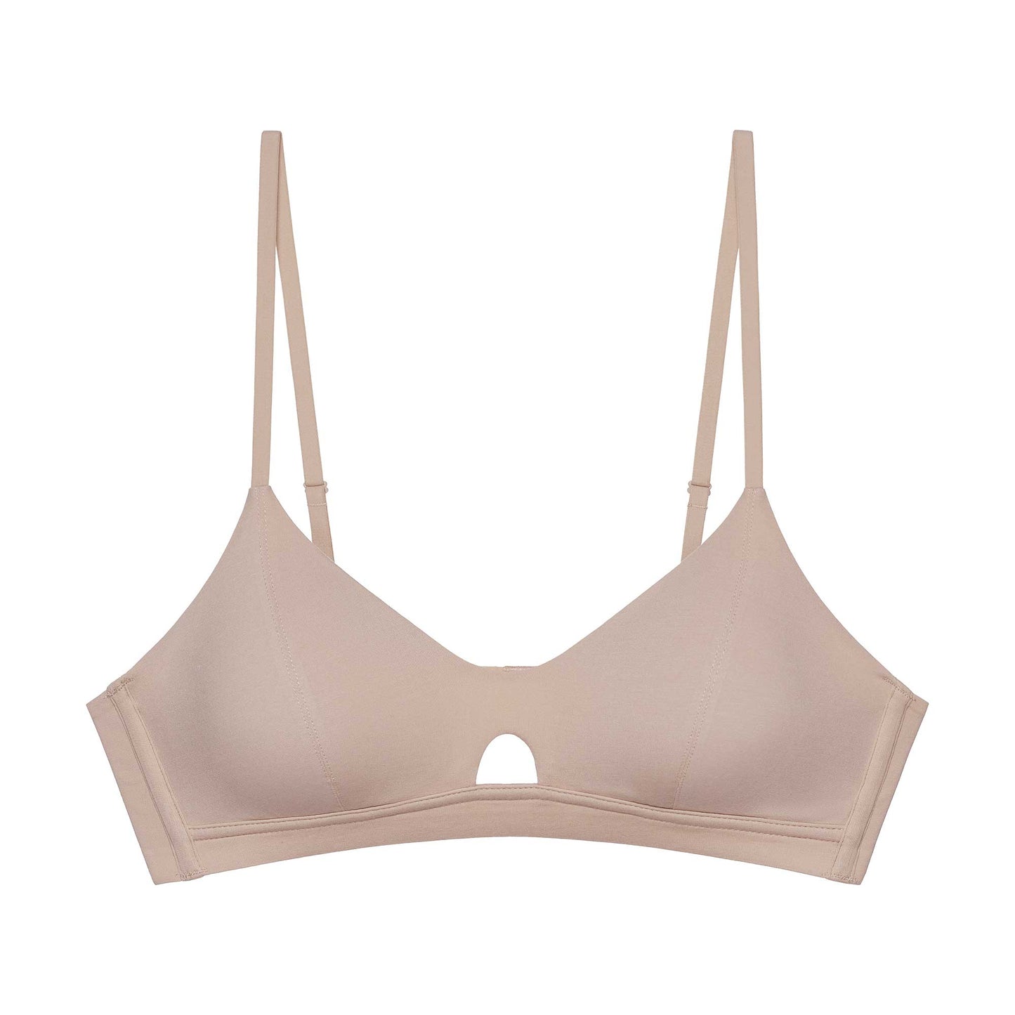 flat lay of nude bra