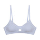 flat lay of light blue bra