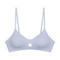 flat lay of light blue bra