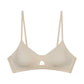 flat lay of light grey bra