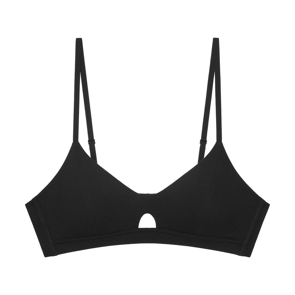 flat lay of black bra