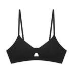flat lay of black bra
