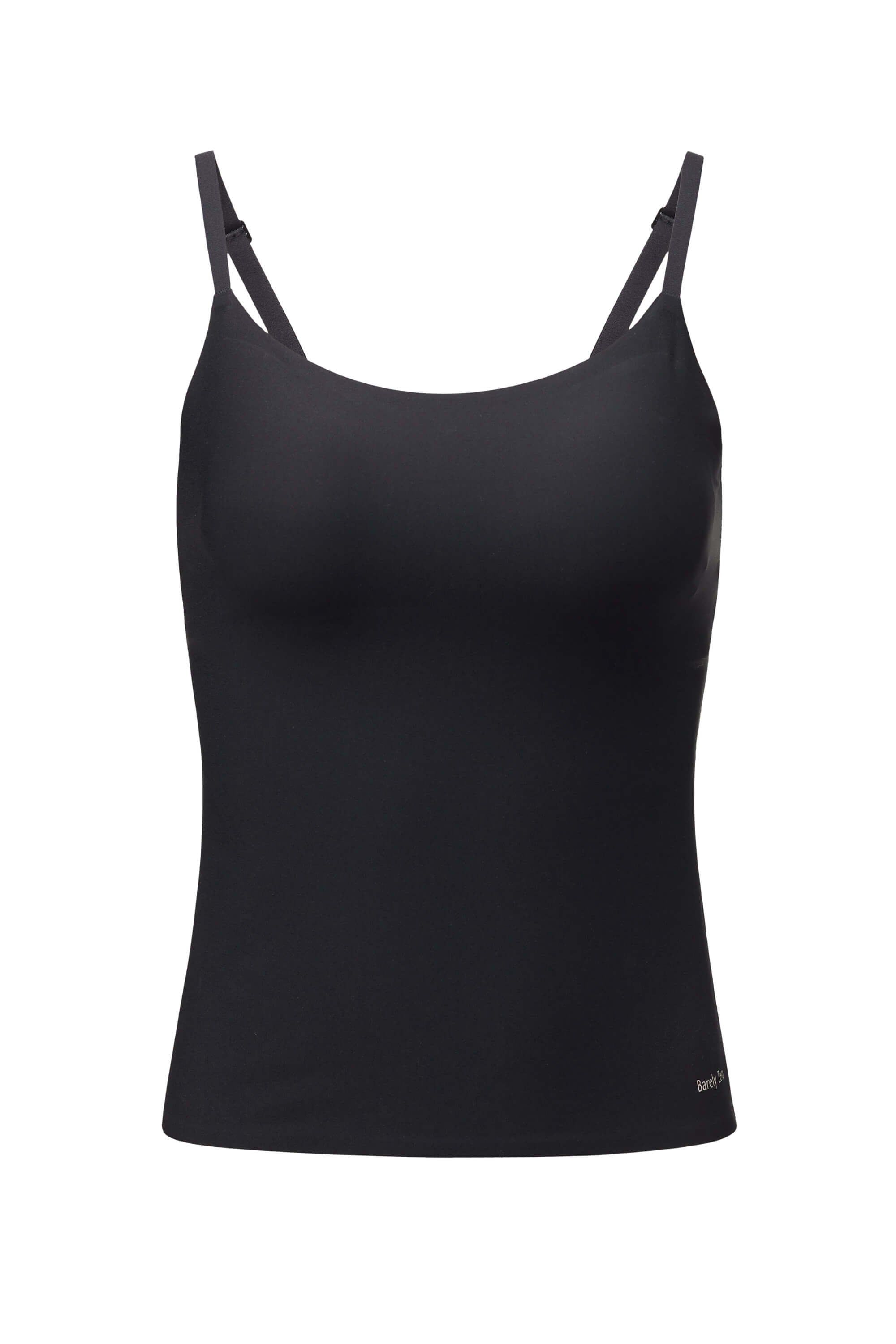Flat lay image of black camisole