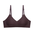 Flat lay of Chocolate color bra. Chocolate color.