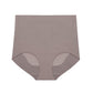 Product image of gray purple high-waisted seamless briefs, displayed flat on a white background.