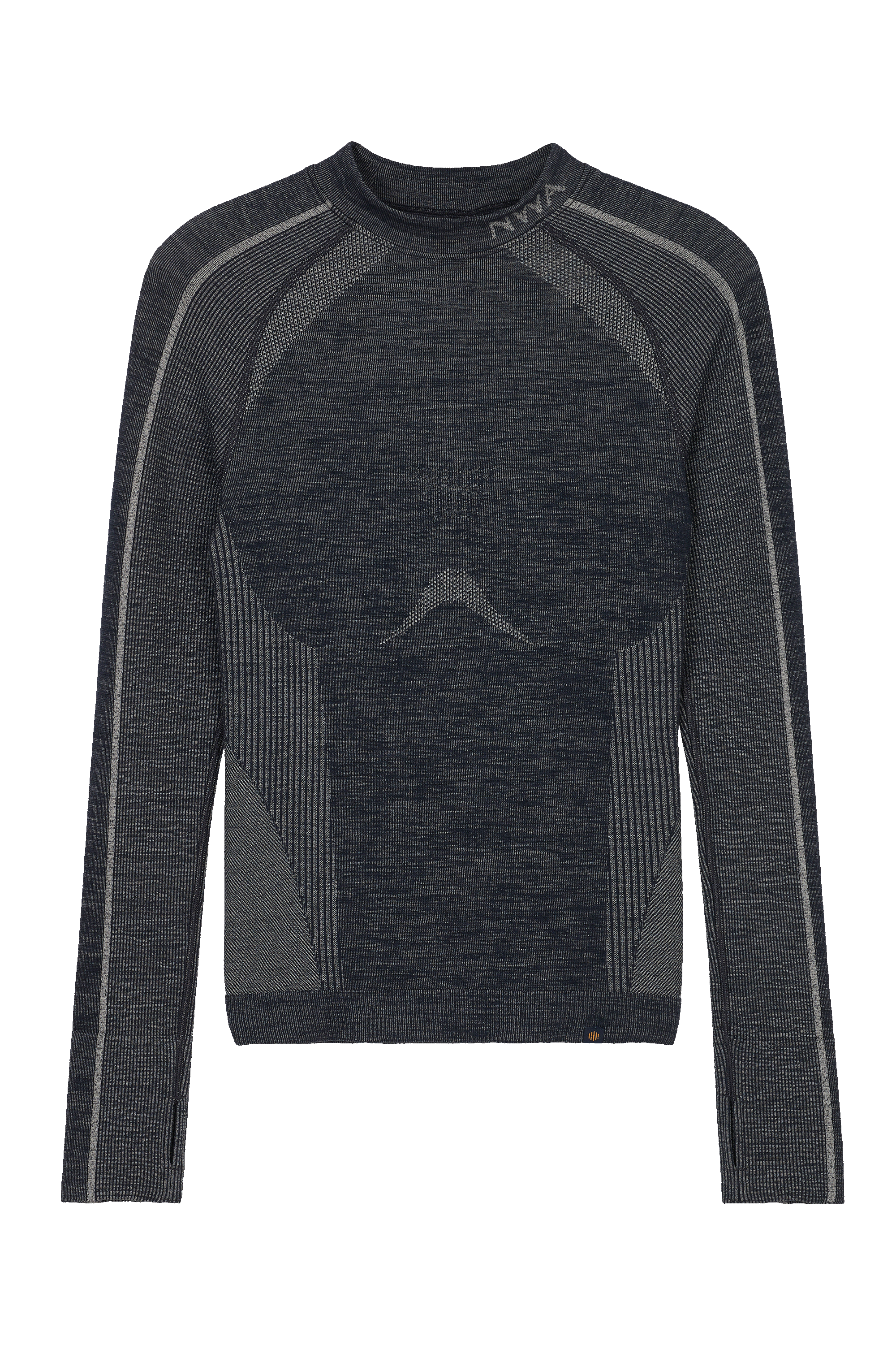 flat lay image of navy mock neck top