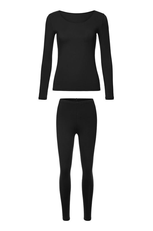 image of black thermal top and pants