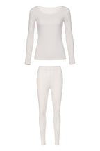 image of off white thermal top and pants