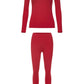 image of red thermal top and pants