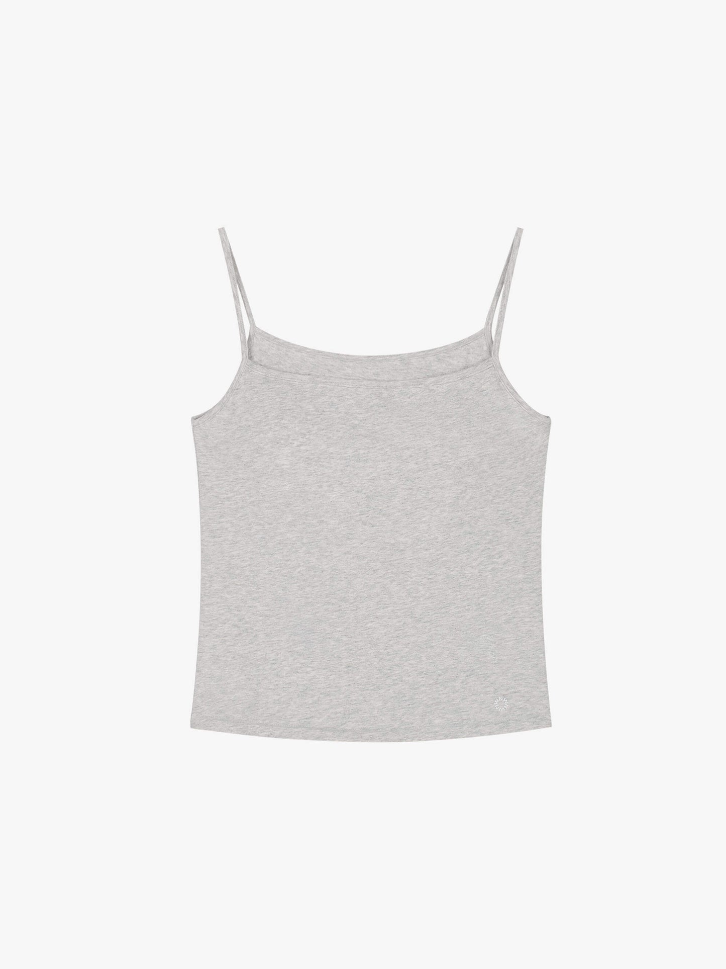 Flat lay of gray camisole top.