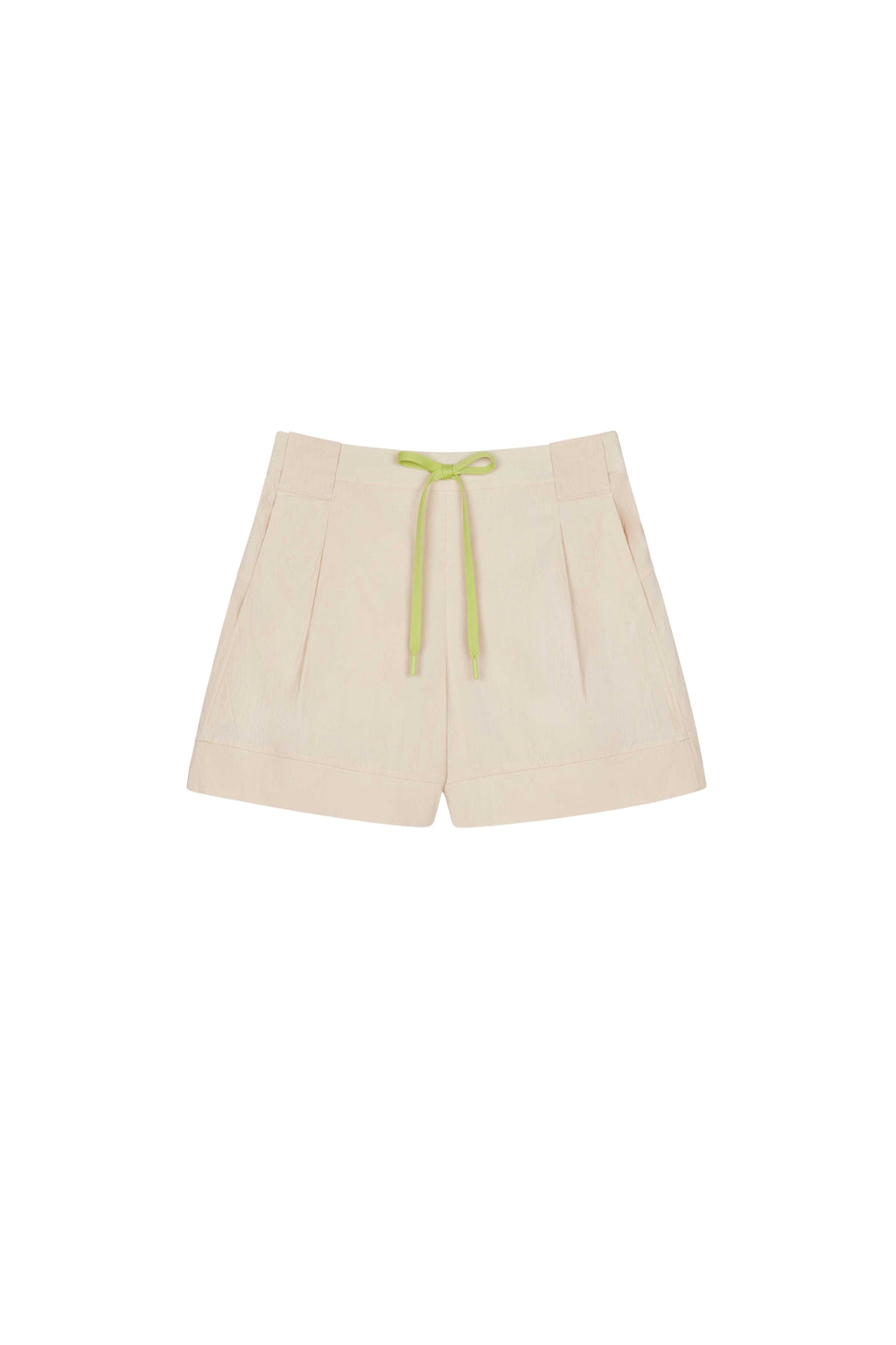 flat lay of warm yellow shorts
