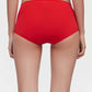 back of woman in red brief