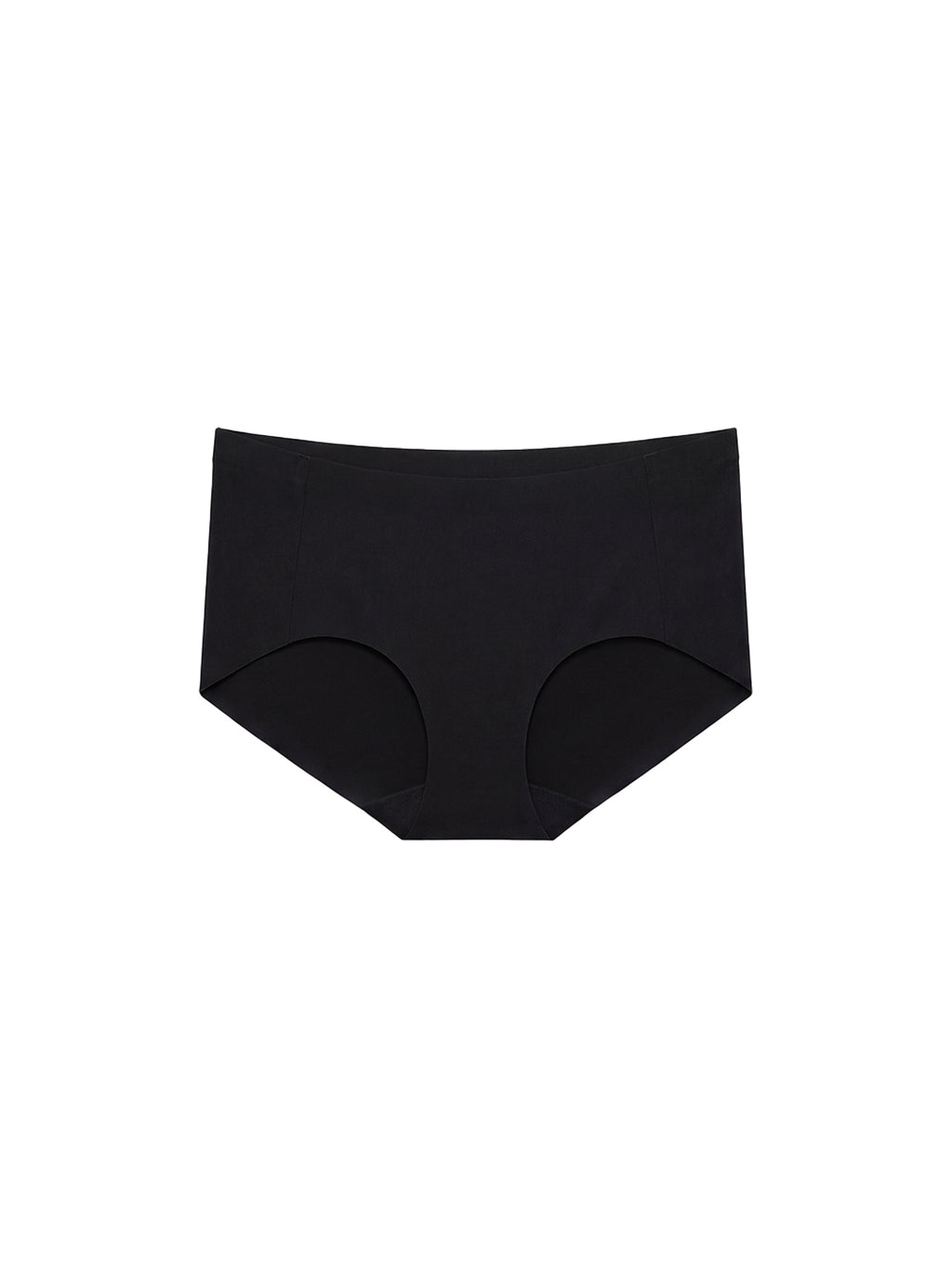 Black seamless high-waisted briefs shown flat against a solid white background. black