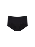Black seamless high-waisted briefs shown flat against a solid white background. black