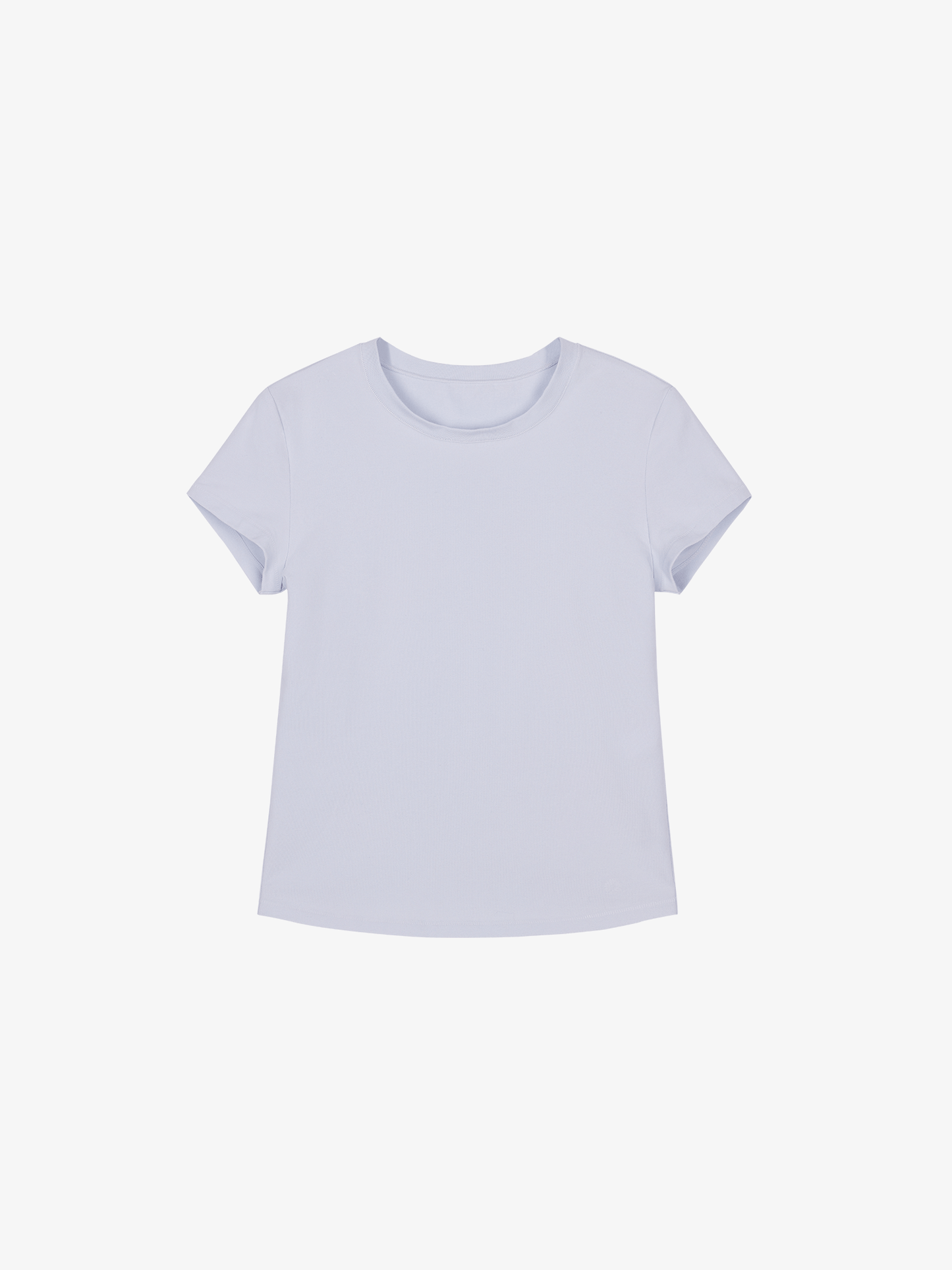 Flat lay of white blue tee.