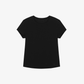 Flat lay of black tee.