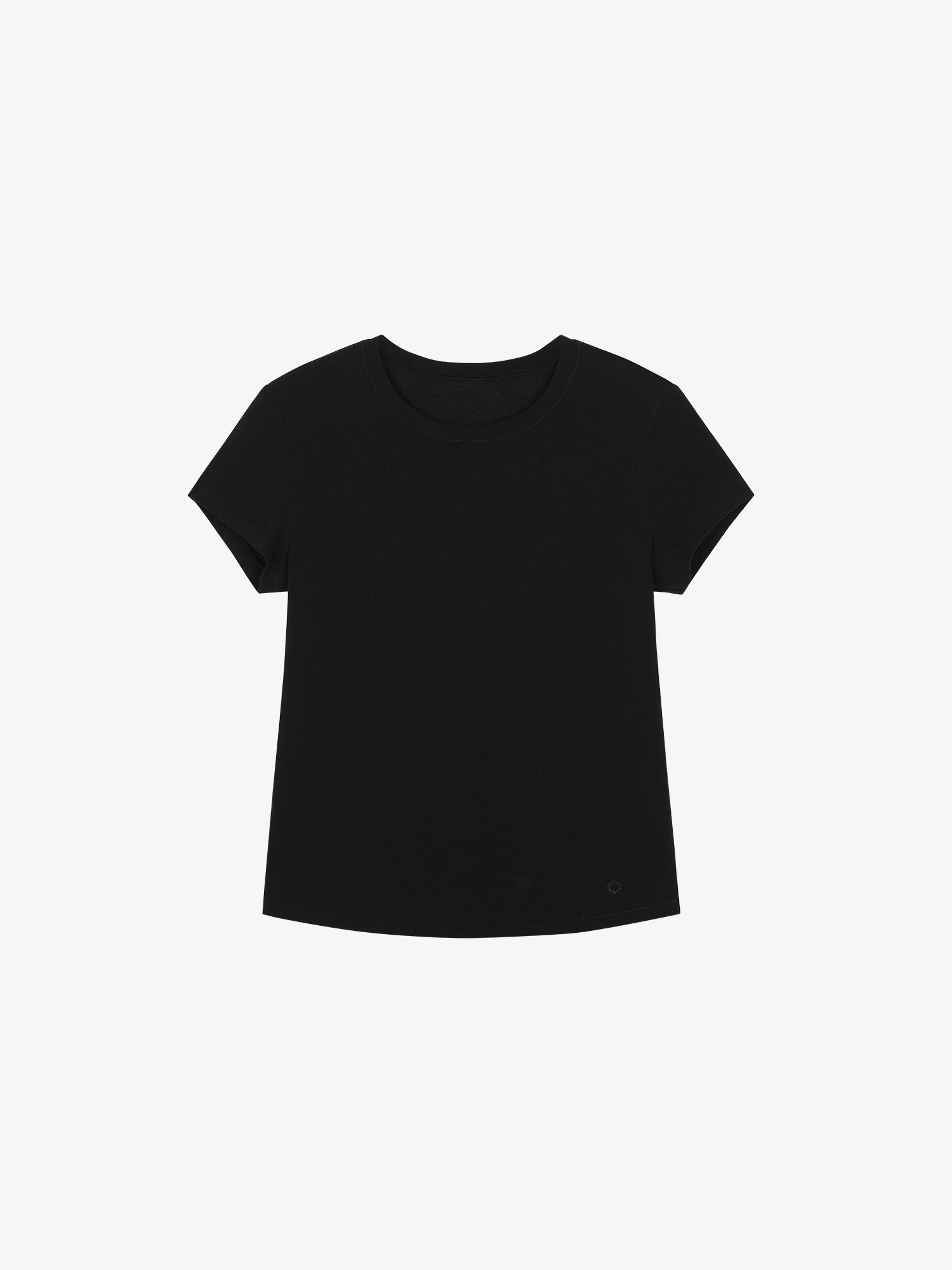 Flat lay of black tee.