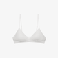 Flat lay of light gray bra.