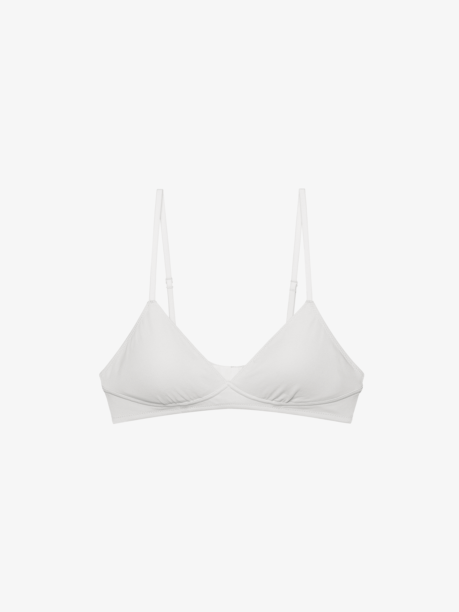 Flat lay of light gray bra.