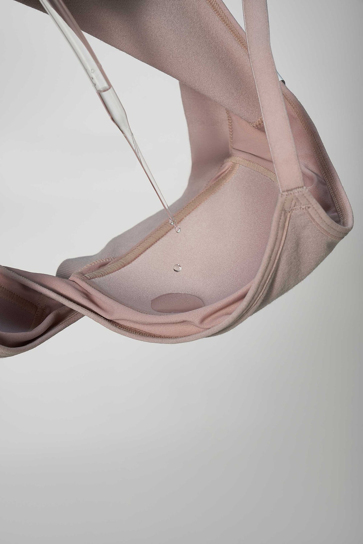 showcasing anti leak feature of the bra