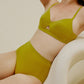 woman in mustard bra and brief