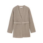 flat lay image of brown cardigan