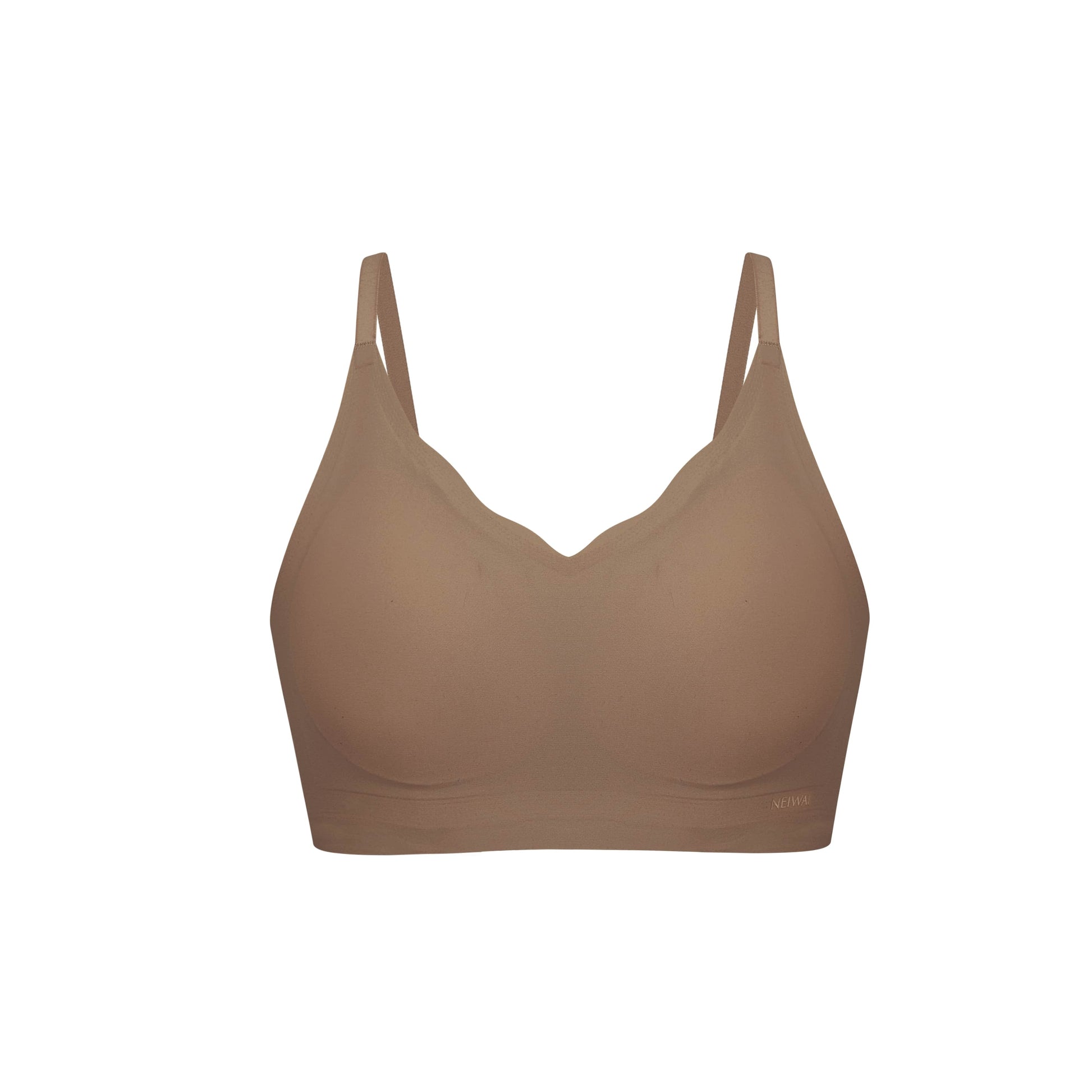 Flat lay image of light brown bra