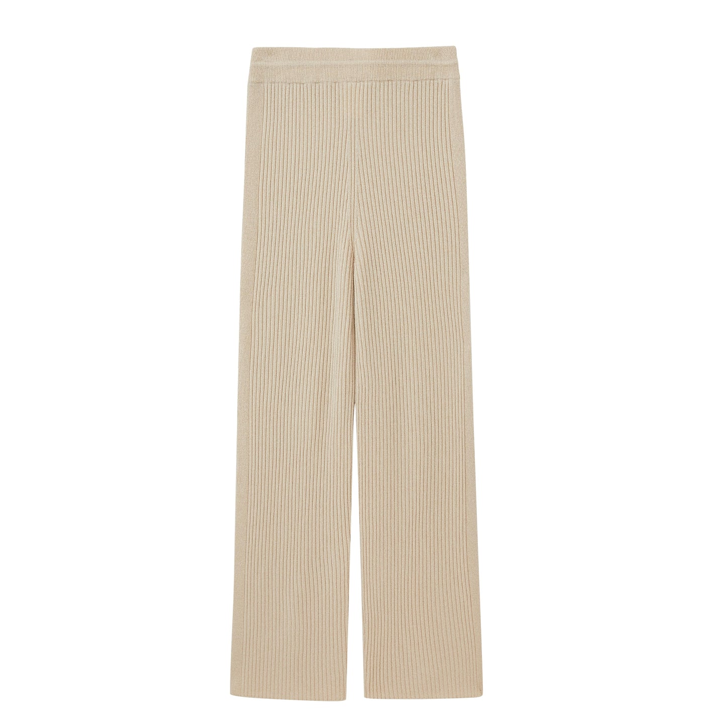 ivory flare knitted pants back flat lay 