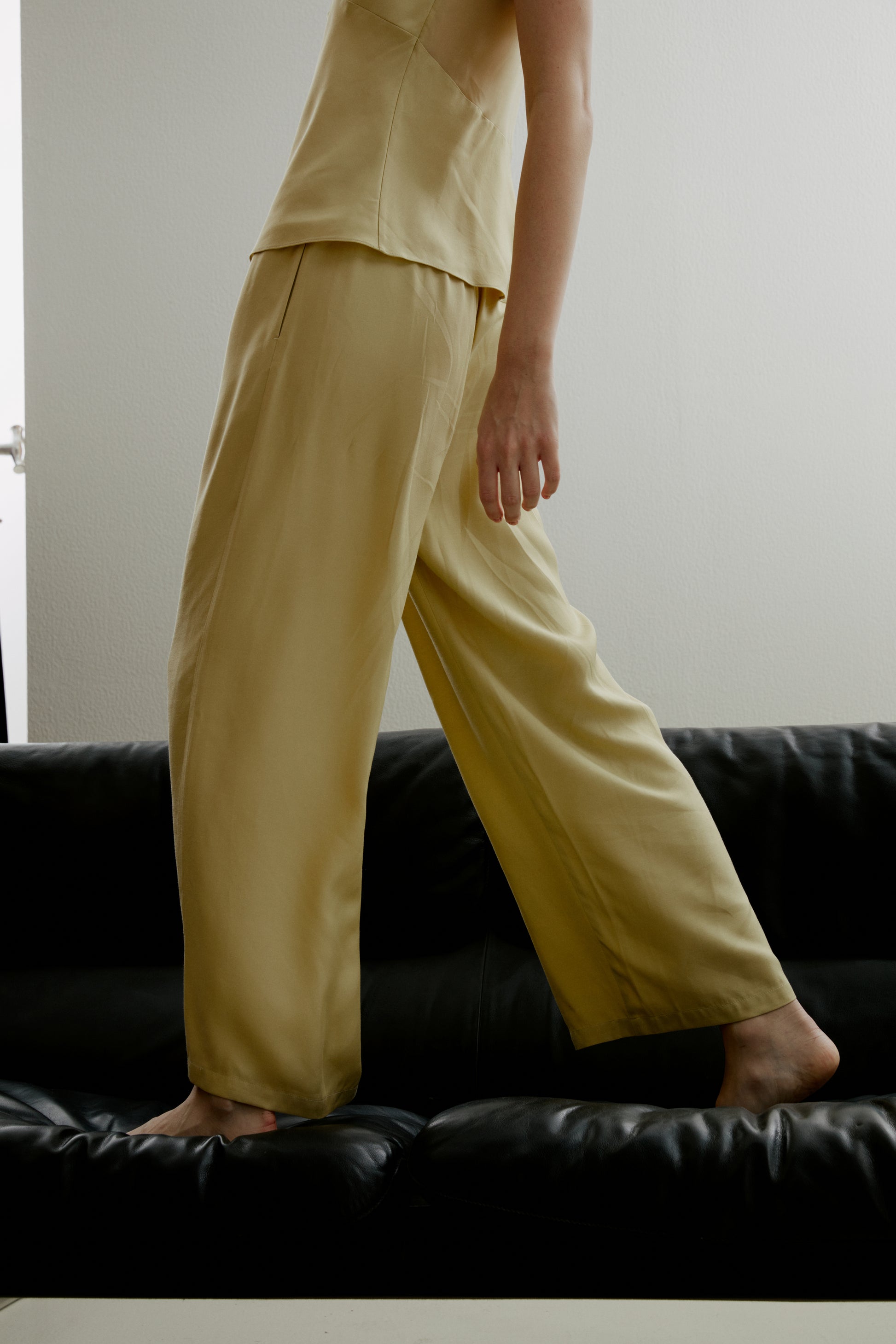 Straight Leg Cotton Lounge Pants for Women in Khaki S M L XL 