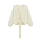white Alpaca Wrap Cardigan flat lay