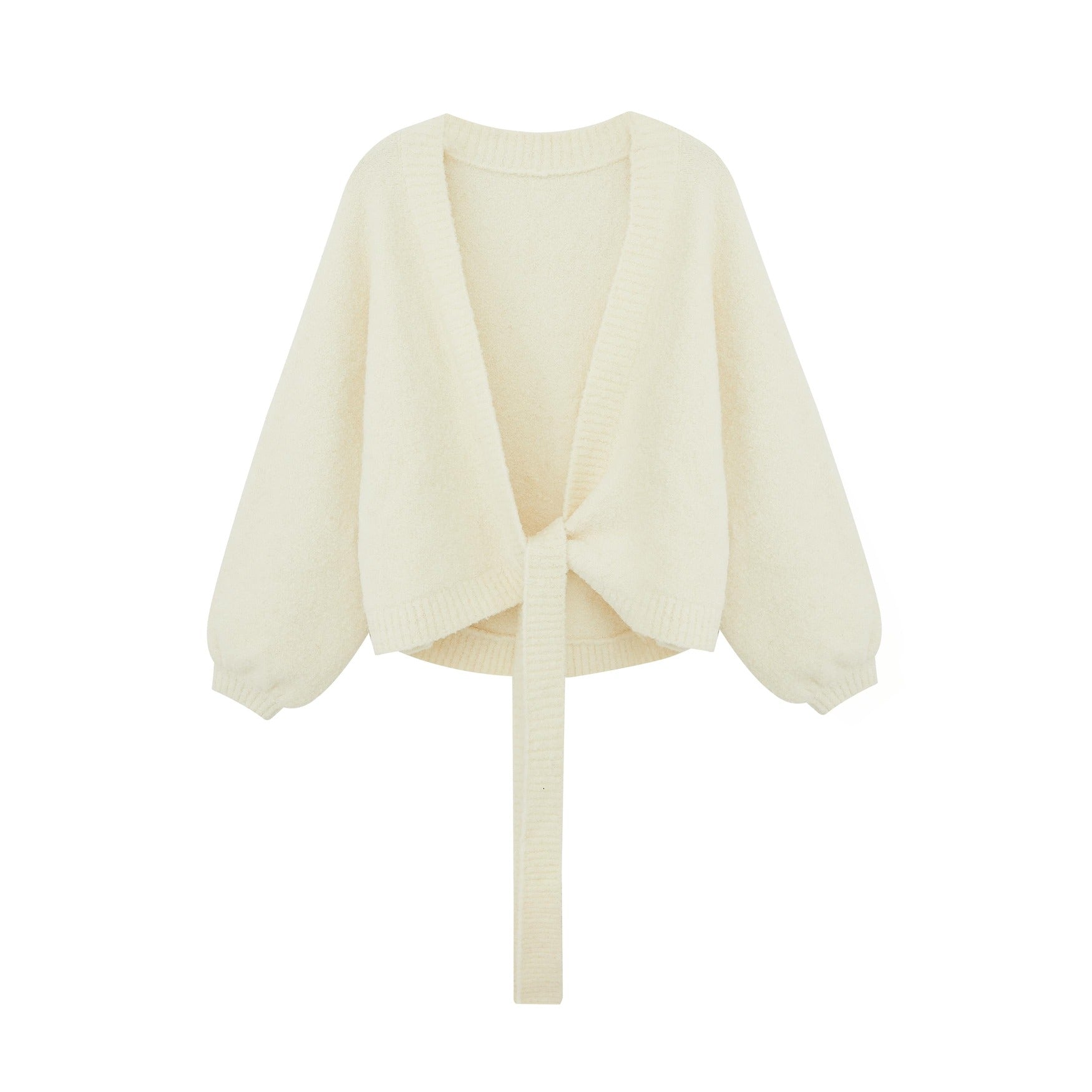 white Alpaca Wrap Cardigan flat lay