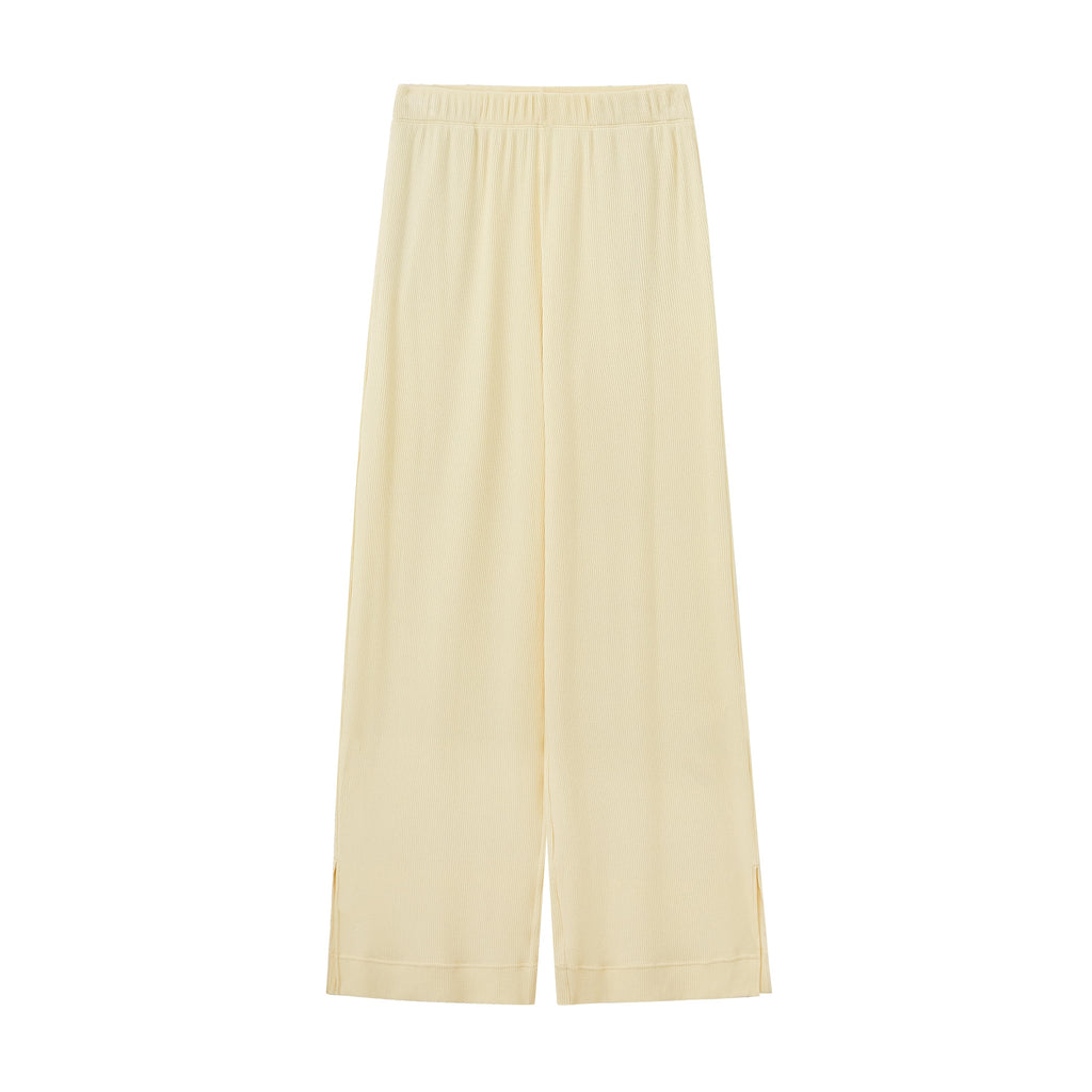 flat lay image of yellow pajama pants