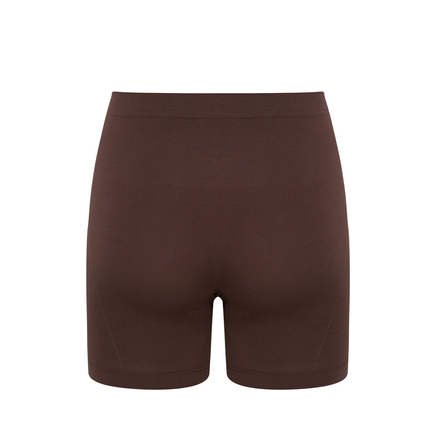 flat lay image of brown shorts from back