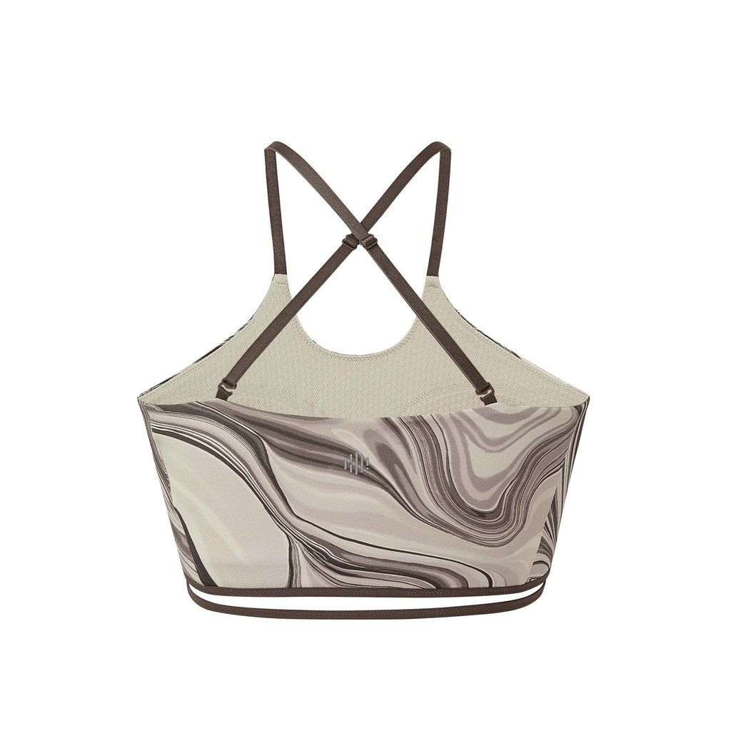 back of marble print sports bra