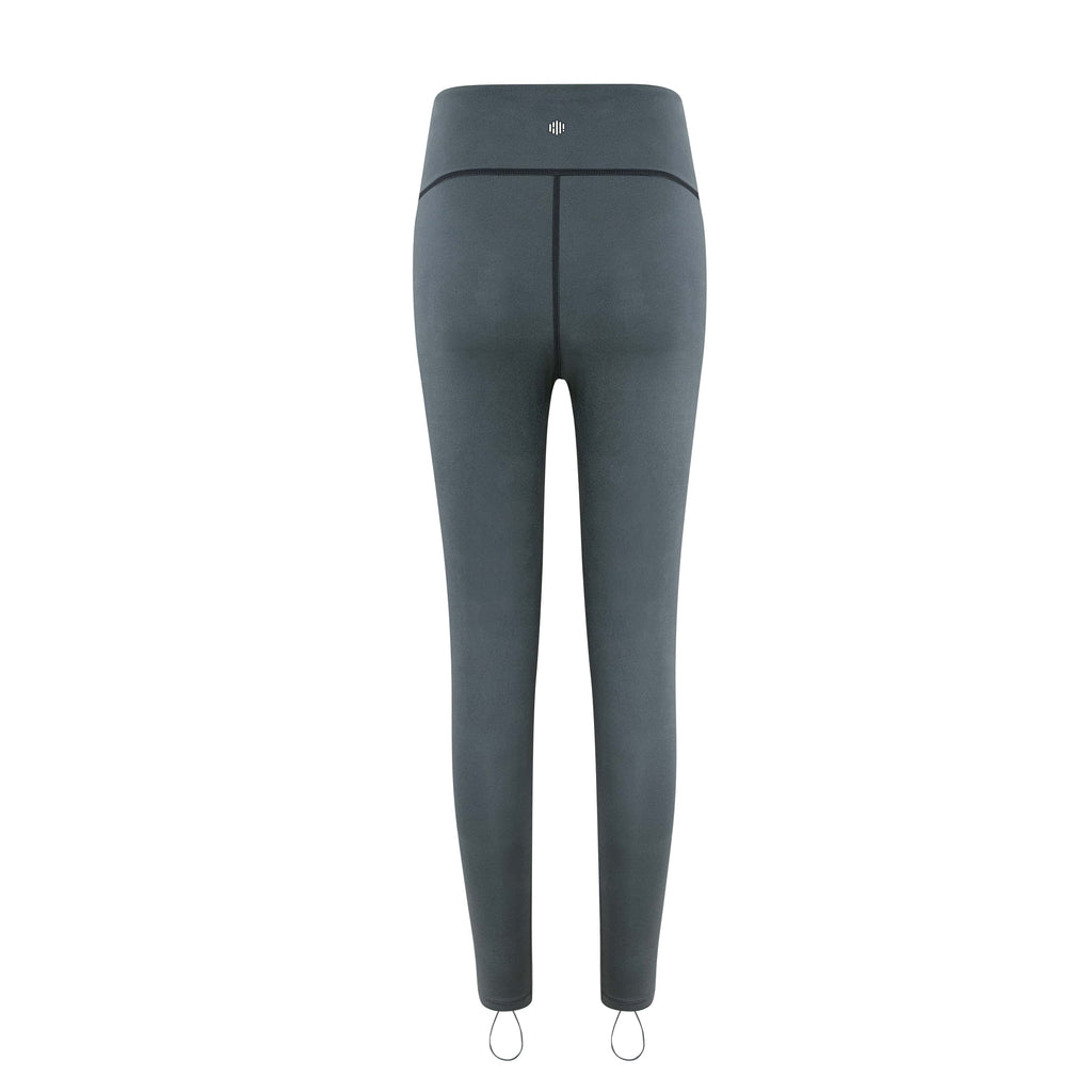 flat lay image of steel blue leggings from back