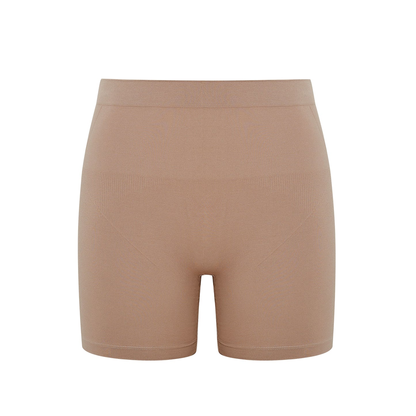 flat lay image of tan shorts