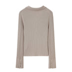a gray silky wool zip-up cardigan from back