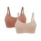 two bras in rust color and beige