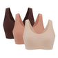 Three Barely Zero Classic Bra Trios in gradient shades of brown, arranged from dark to light, displayed on a neutral background.