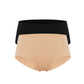 Flat lay images of tan and black underwear briefs